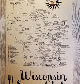 Mediaeval Mapmaker Wisconsin Supper Clubs Hand Drawn Parchment Map