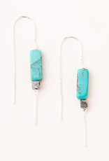 Scout Rectangle Stone Thread Earrings - Turquoise/Black/Silver