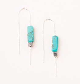 Scout Rectangle Stone Thread Earrings - Turquoise/Black/Silver