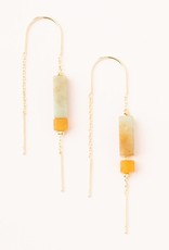 Scout Rectangle Stone Thread Earrings - Amazonite/Gold