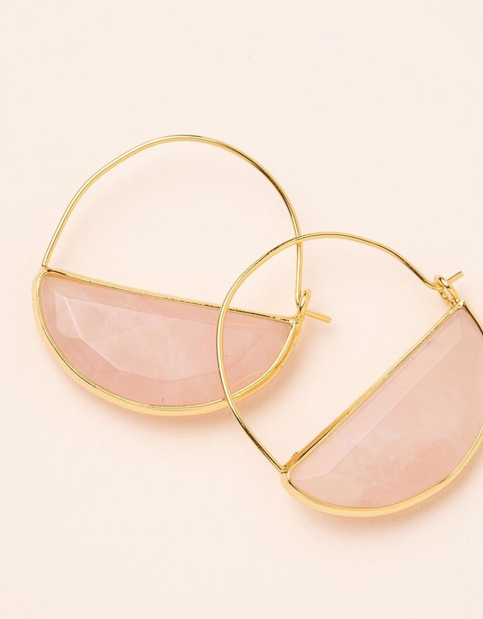 Scout Stone Prism Hoop Earrings - Rose Quartz/Gold