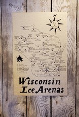 Mediaeval Mapmaker Wisconsin Ice Arenas Hand Drawn Parchment Map