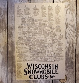 Mediaeval Mapmaker Wisconsin Snowmobile Clubs Hand Drawn Parchment Map