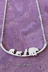 Close 2 UR Heart Mother Bear and 3 Cubs Stainless Steel Necklace