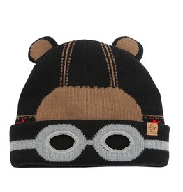 Flap Jack Kids Black Bear Knit Winter Hat