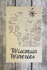 Mediaeval Mapmaker Wisconsin Wineries Hand Drawn Parchment Map