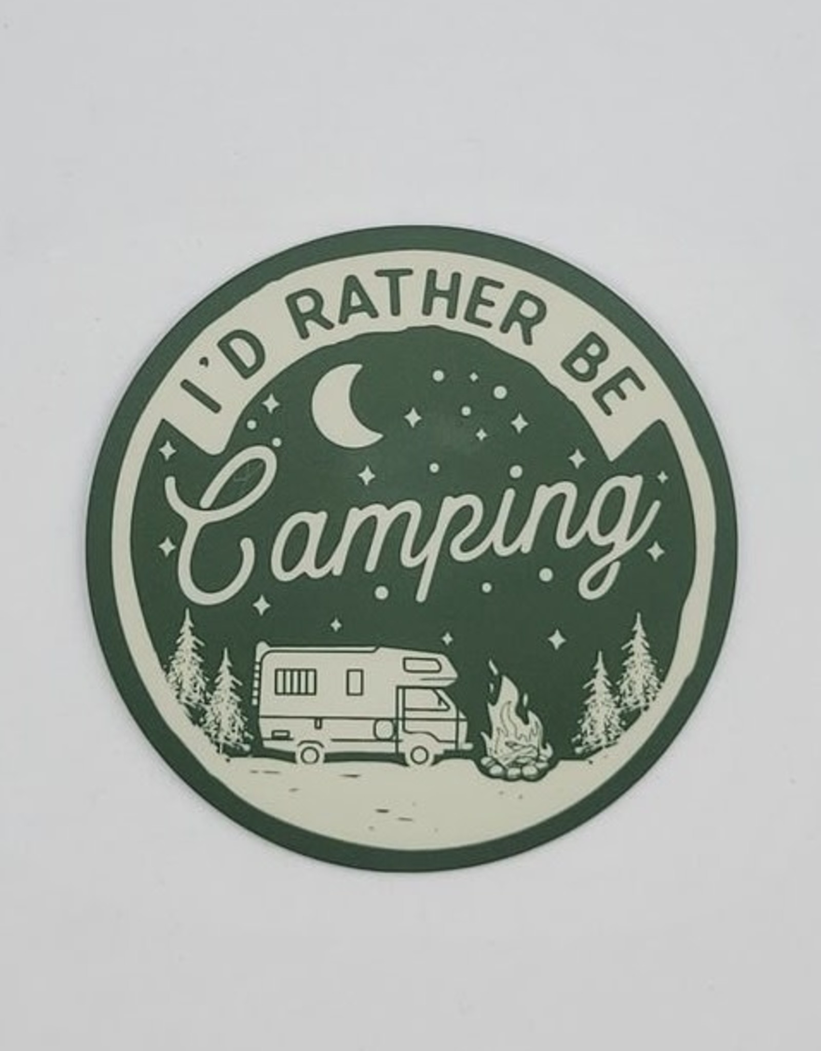 White I'd Rather Be Camping Decals for Tumblers Car Truck Tablet Cell Phone  - Set of 2 Camping Stickers for Cars - Camping Tumbler Decal - White