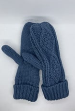 Panache Steel Blue Cable Knit Mittens
