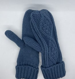 Panache Steel Blue Cable Knit Mittens