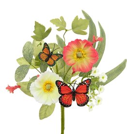Meravic 12" Coral Poppy & Butterfly Pik