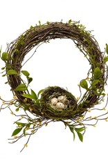 Meravic 11" Twig Wreath w/ Nest, Moss & Natural Eggs