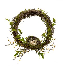 Meravic 11" Twig Wreath w/ Nest, Moss & Natural Eggs