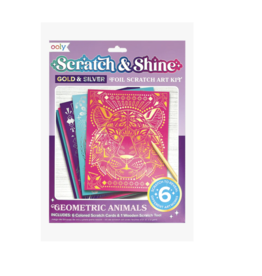 Ooly Scratch & Shine Foil Scratch Art Kit - Geo Animals