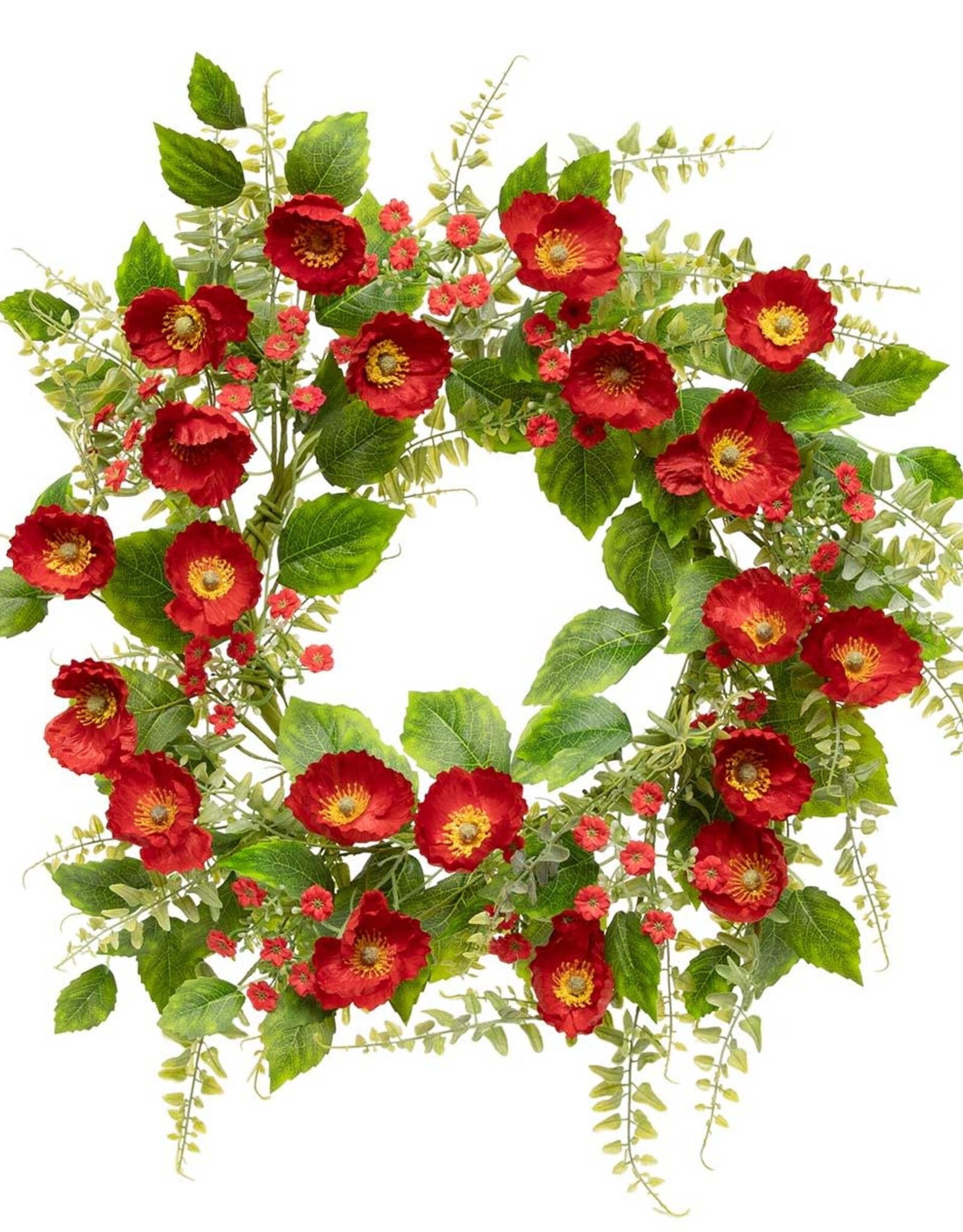 Meravic 24" Scarlet Poppy Wreath