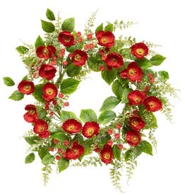 Meravic 24" Scarlet Poppy Wreath