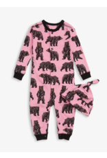 Hatley - Little Blue House Pink Wild Bears Baby Coverall w/ Hat
