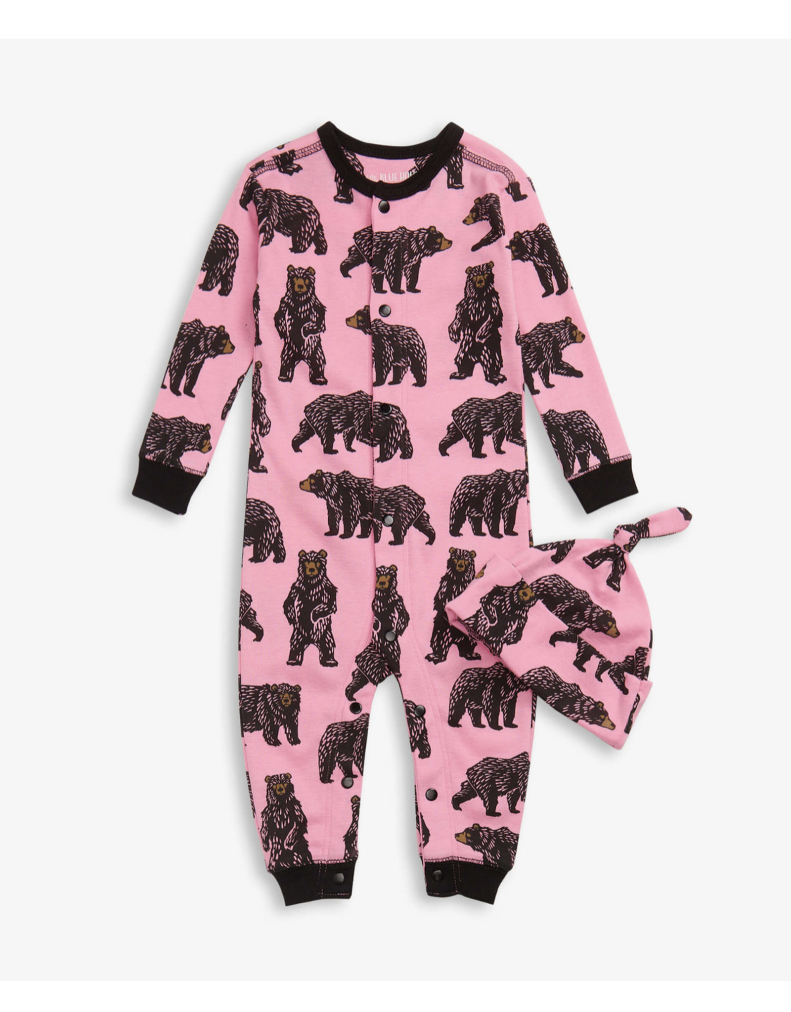 Hatley - Little Blue House Pink Wild Bears Baby Coverall w/ Hat