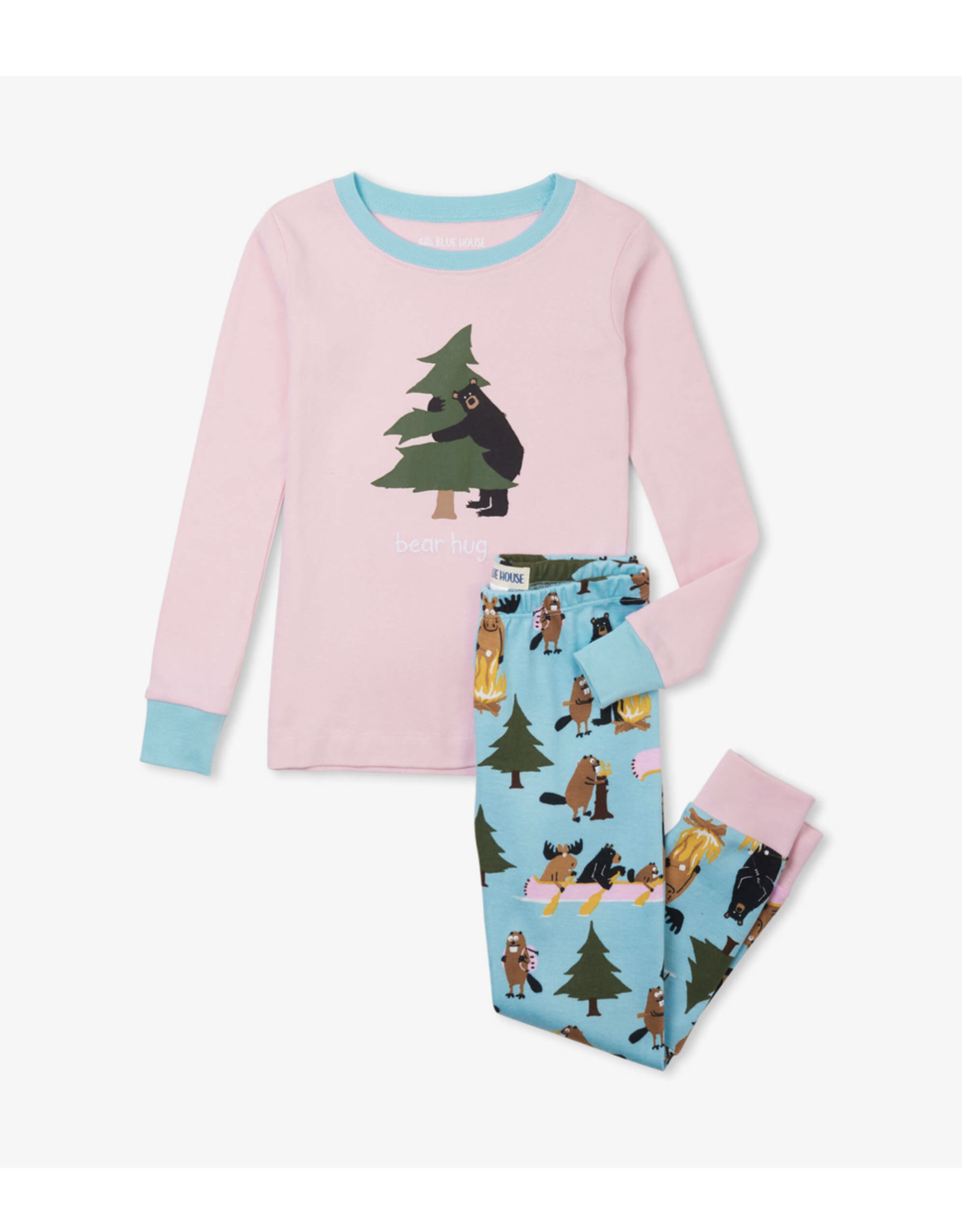 Hatley - Little Blue House Life in the Wild Pink Pajama Set
