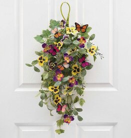 Meravic 24" Pansy and Petals Bough with Butterflies