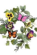 Meravic 11" Pansy and Petals Candle Ring with Butterflies