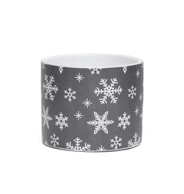 Meravic SALE 4" Scattered Snowflake Dark Grey Pot