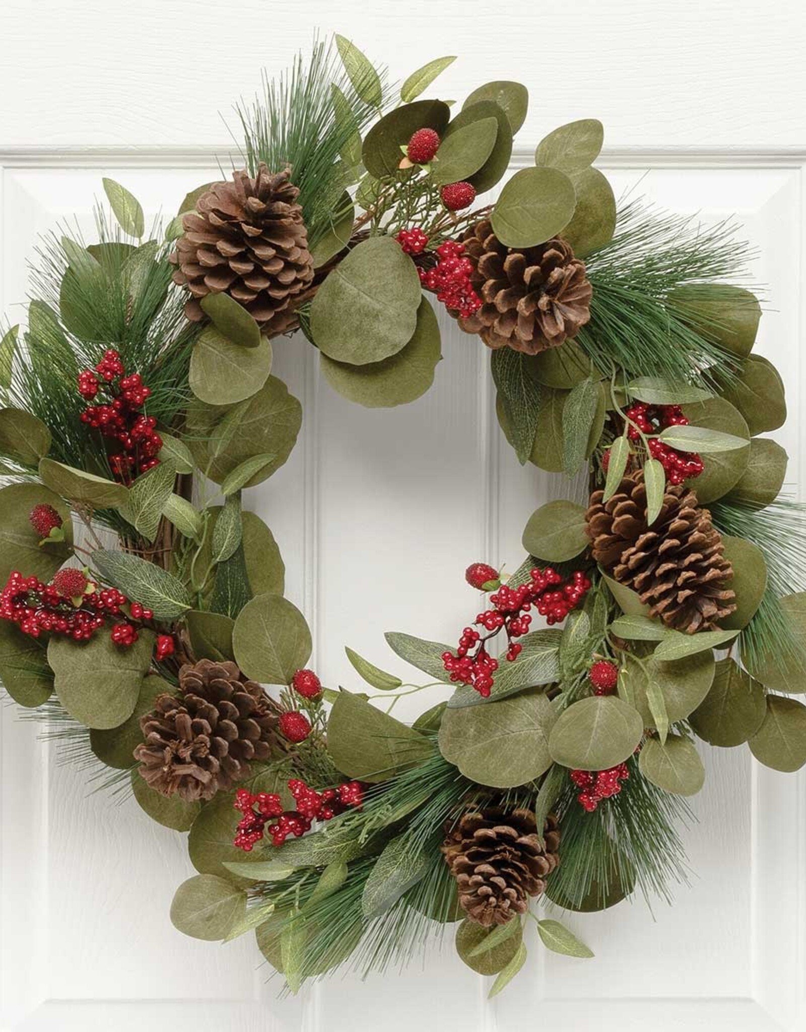 Meravic 24" Mixed Eucalyptus Wreath w/ Red Berries