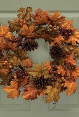 Meravic 24" Maple Leaf w/ Pinecones Wreath