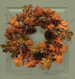 Meravic 24" Maple Leaf w/ Pinecones Wreath
