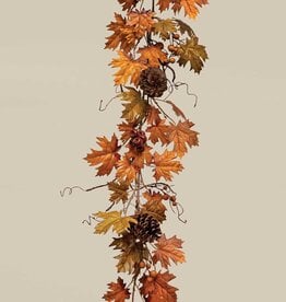 Meravic 5' Maple Leaf w/ Pinecones Garland