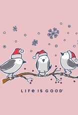 Life Is Good SALE Women's Three Little Holiday Birds Short Sleeve Crusher Vee