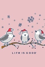 Life Is Good Women's Three Little Holiday Birds Short Sleeve Crusher Vee