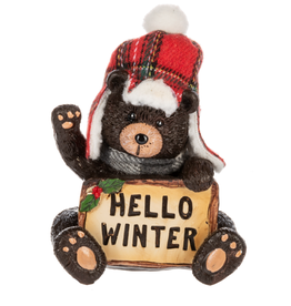 Ganz Cozy Cabin Bear Figurine - Hello Winter