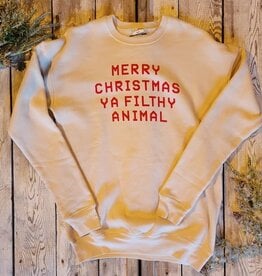 Oat Collective SALE Merry Christmas Ya Filthy Animal Crew Sweatshirt