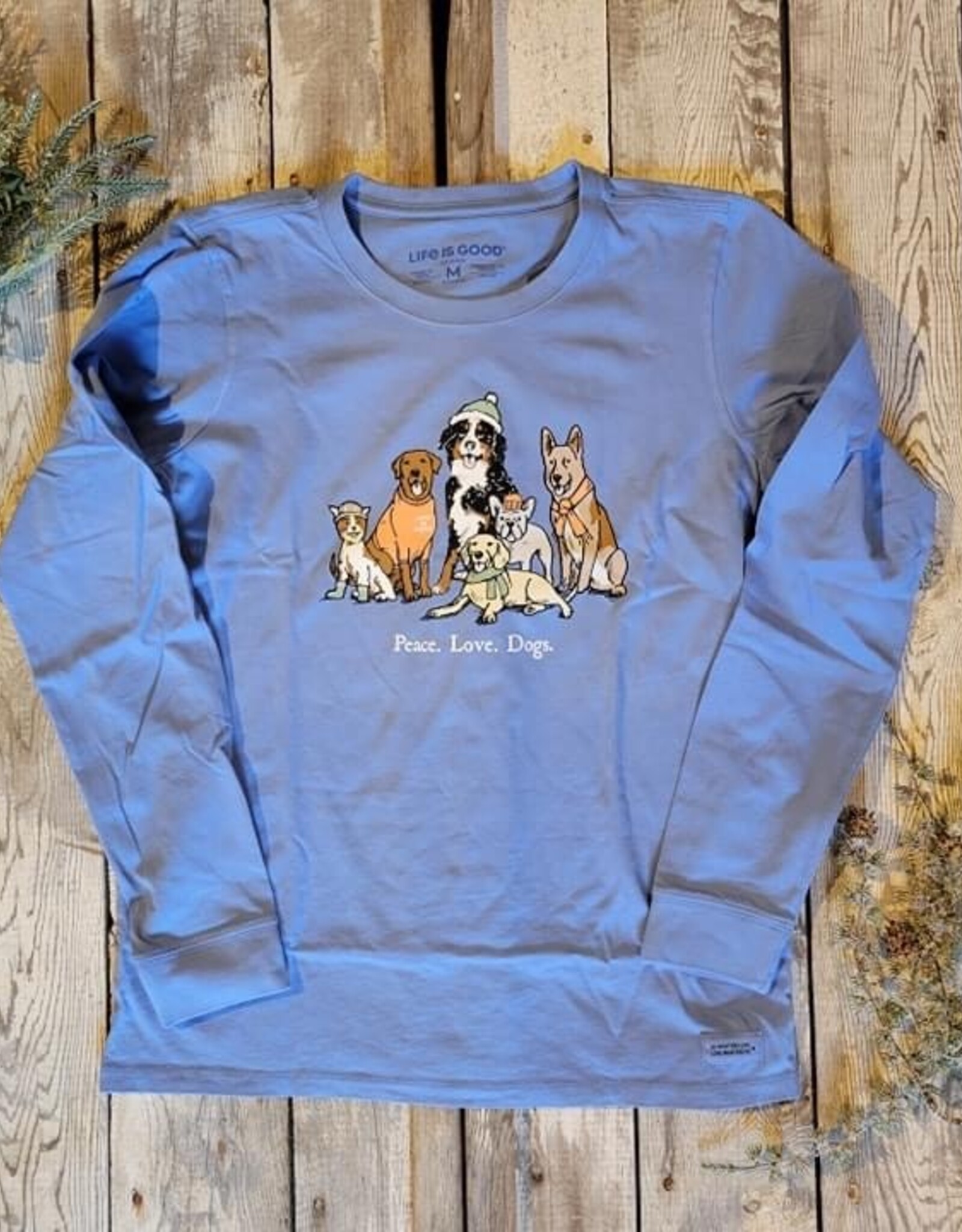 Life Is Good WOMEN'S STORYBOOK PEACE LOVE DOGS LONG S