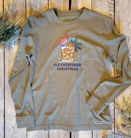 Life Is Good SALE Men's Old Fashioned Christmas Cardinal Long Sleeve Crusher Tee