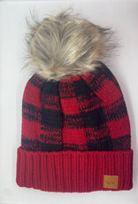 Panache SALE Red & Black Buffalo Plaid Pom Hat