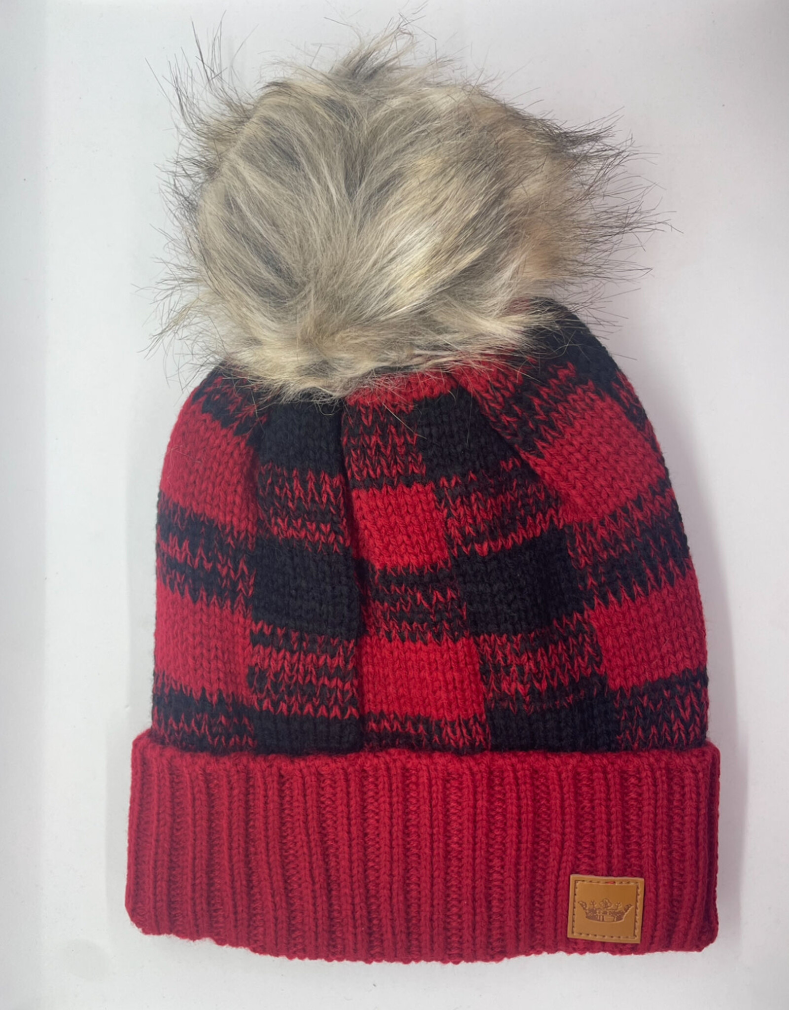 Panache SALE Red & Black Buffalo Plaid Pom Hat