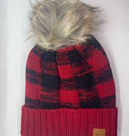 Panache SALE Red & Black Buffalo Plaid Pom Hat