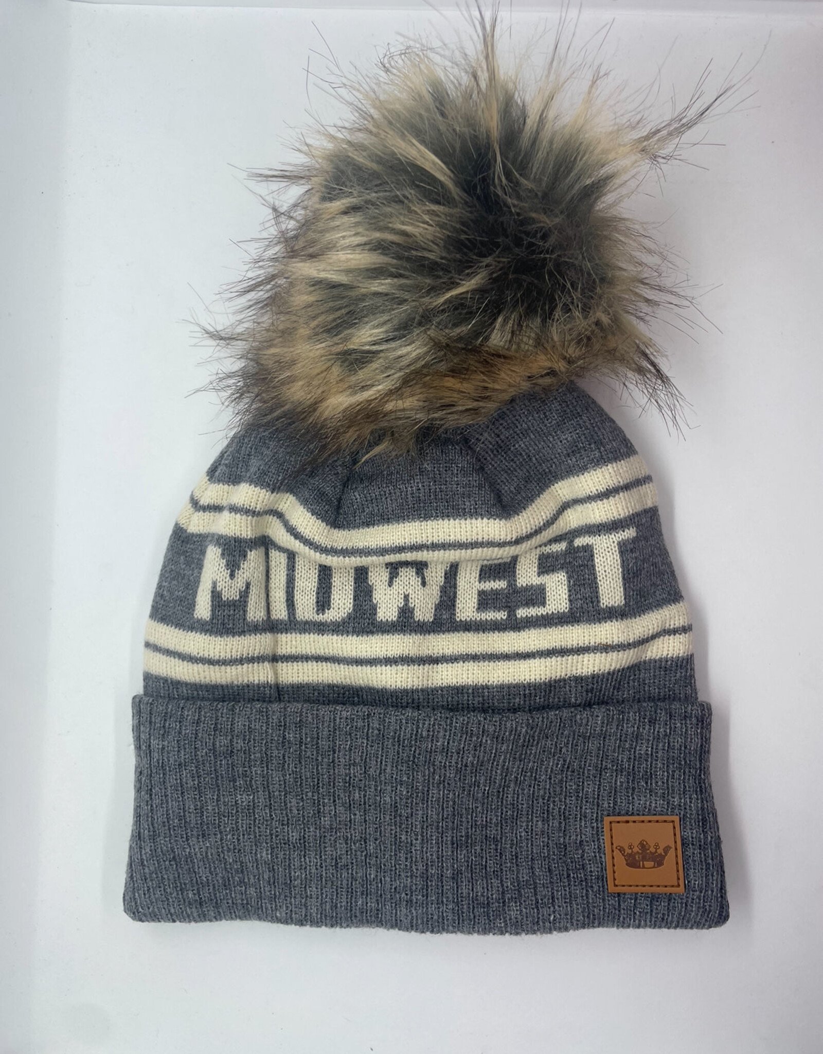 Panache Grey & Beige Midwest Pom Hat
