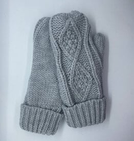 Panache Light Gray Cable Knit Mittens