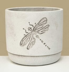 Meravic 5.5" Dragonfly White Wash Pot - Large