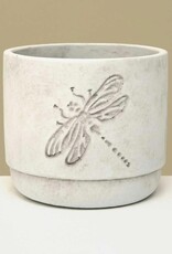 Meravic 4" Dragonfly White Wash Pot - Small