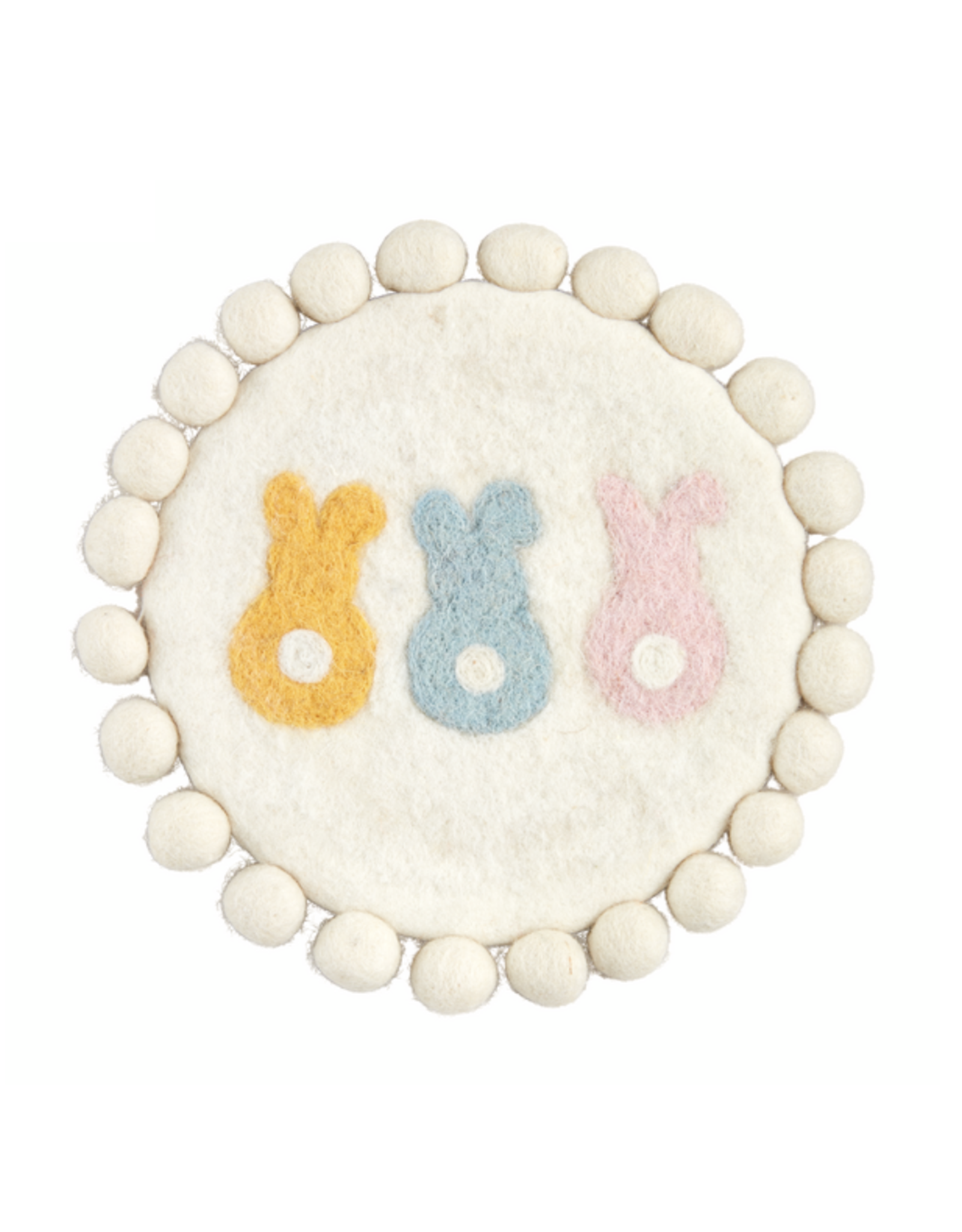 Mudpie SALE White Bunny Wool Trivet