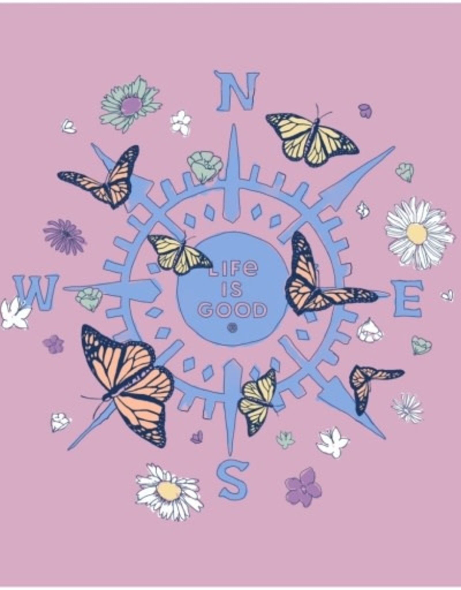 Life Is Good SALE Women's Butterfly and Floral Compass Snuggle Up Relaxed Sleep Vee