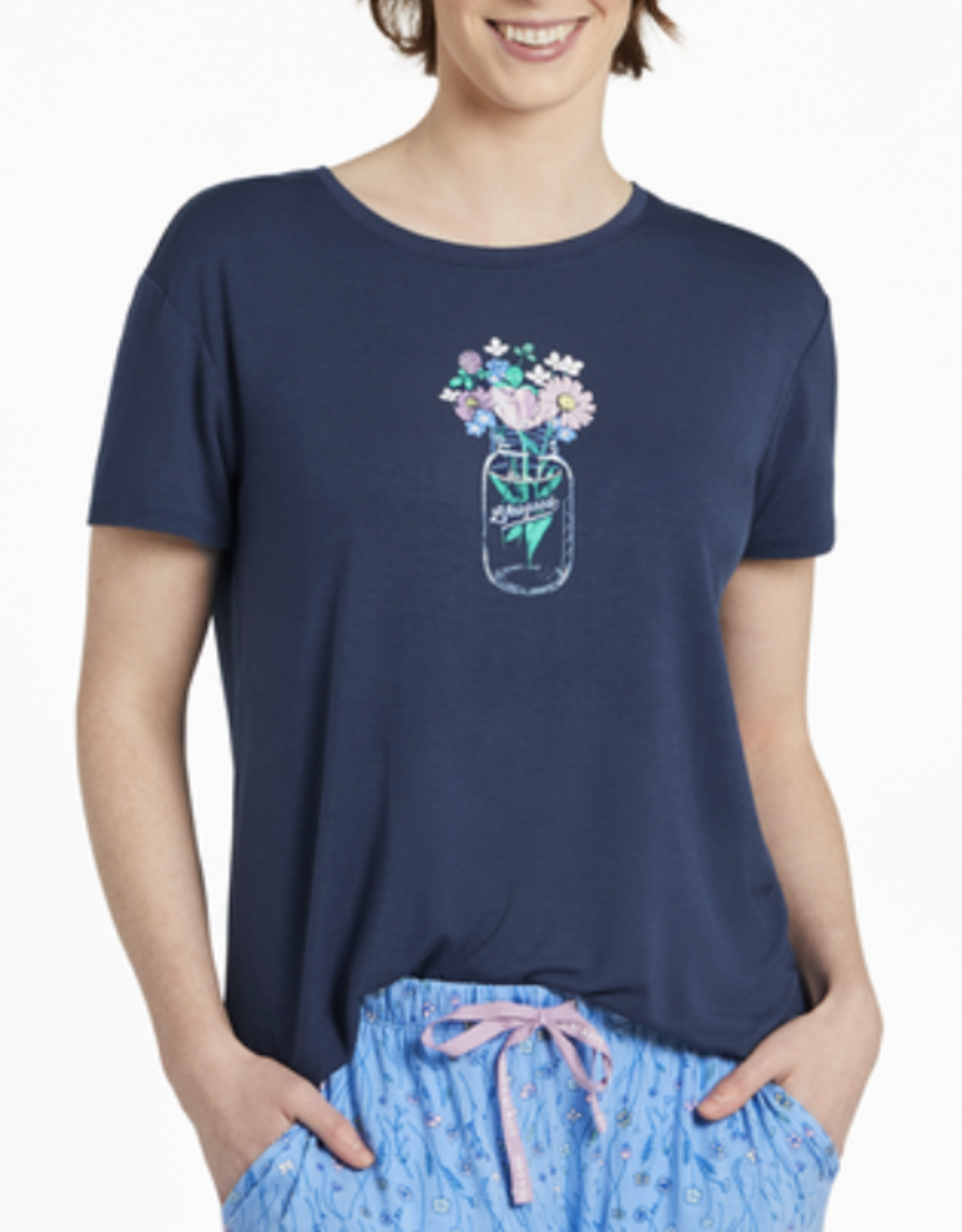 Life Is Good SALE Women's Jar Bouquet Lightweight SleepTee