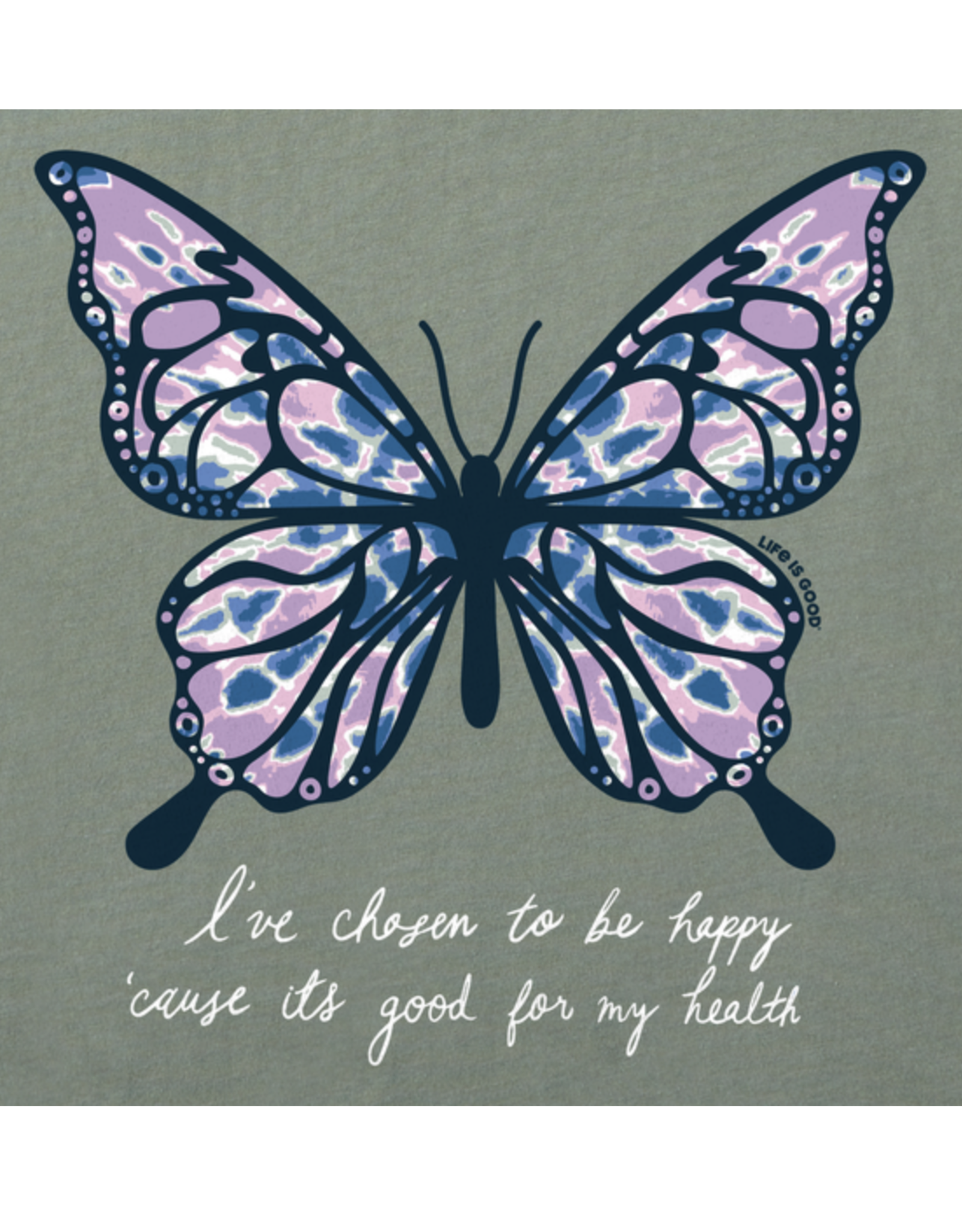 Life Is Good SALE Women's Tie Dye Butterfly Happy Long Sleeve Crusher-Lite Hooded Tee