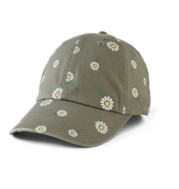 Life Is Good Adult Unisex Peace Daisy Pattern Chill Cap - Moss Green