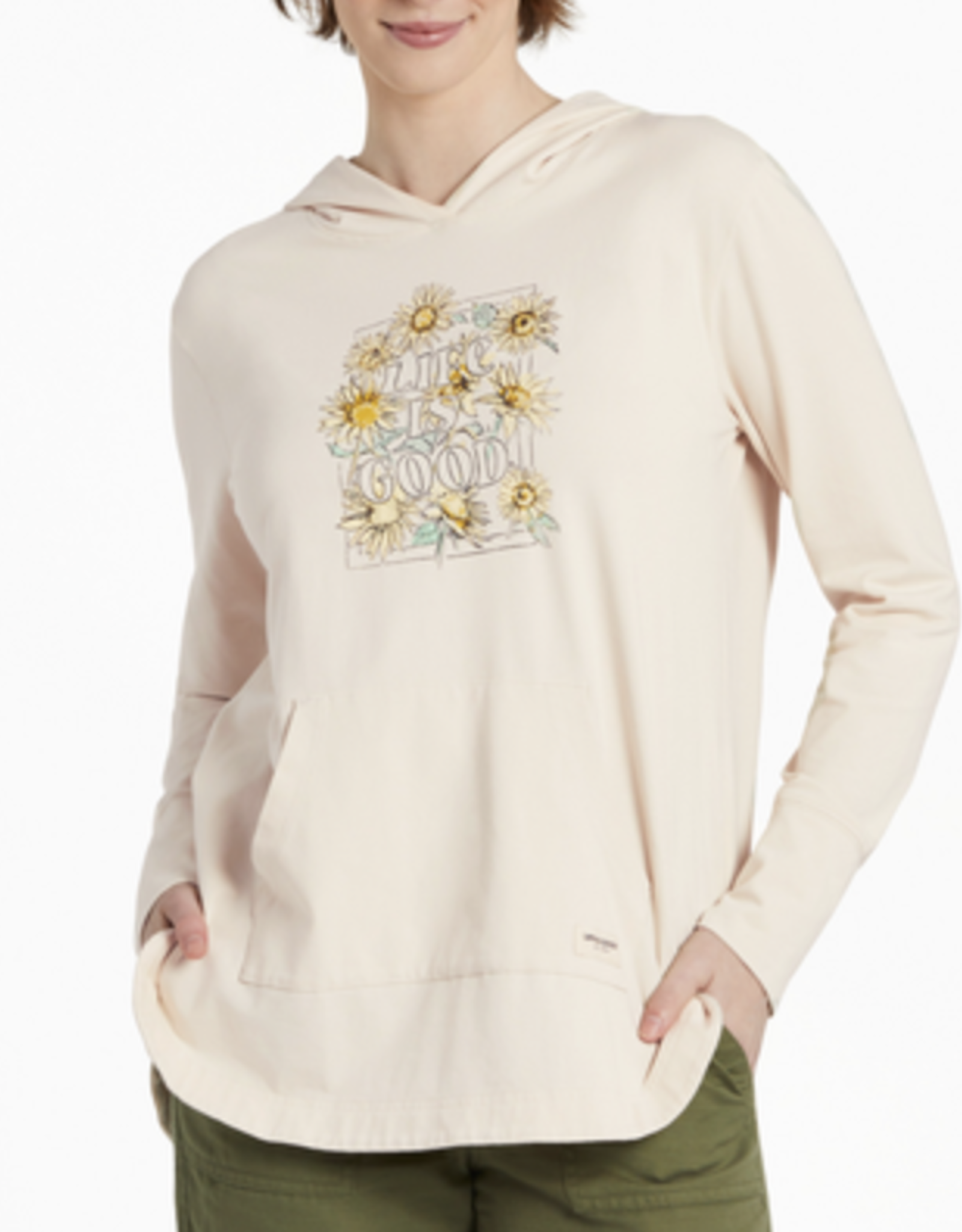 Life Is Good SALE Women's Sunflower Sketch Crusher-Flex Hoodie Tunic