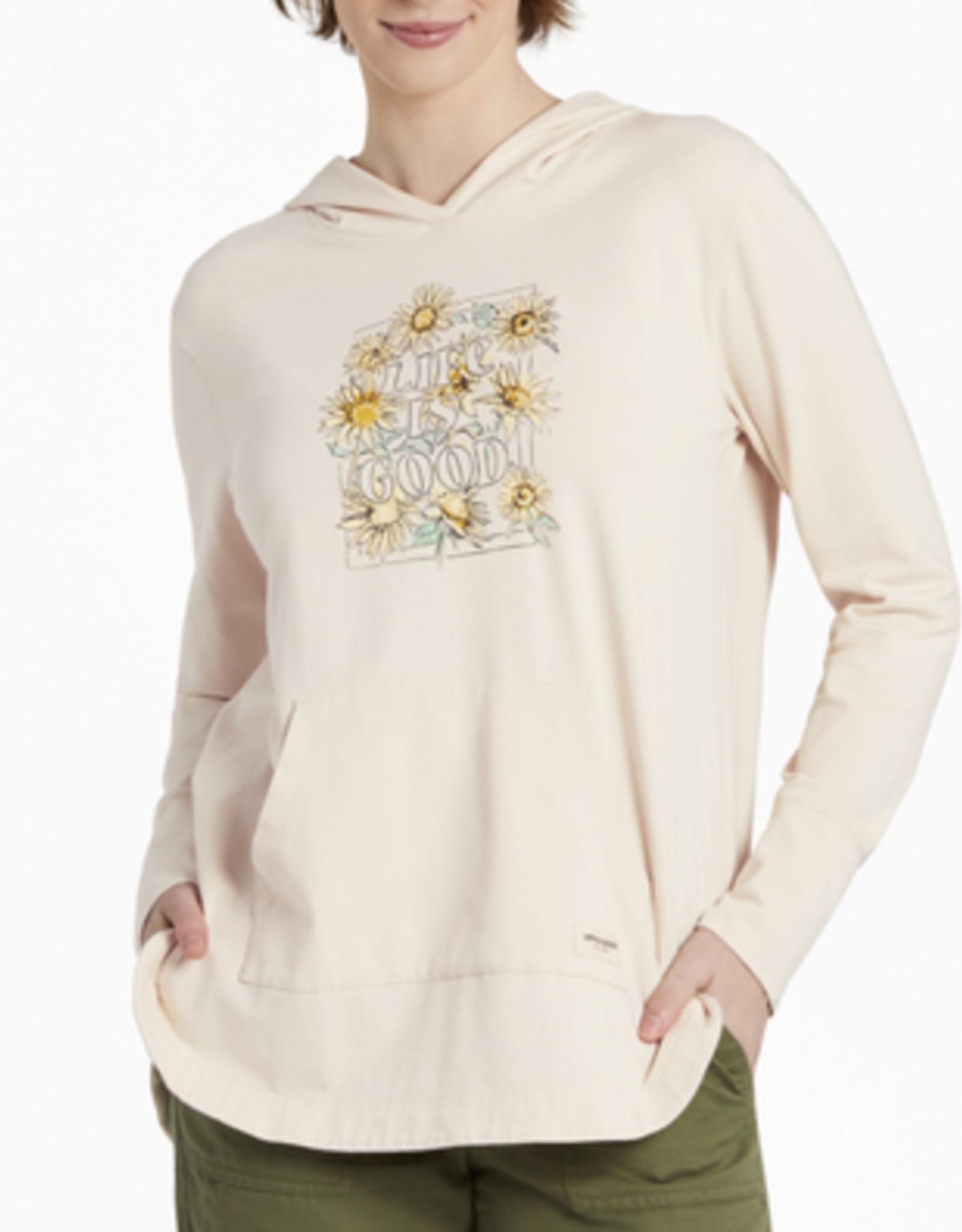 Life Is Good Women's Sunflower Sketch Crusher-Flex Hoodie Tunic