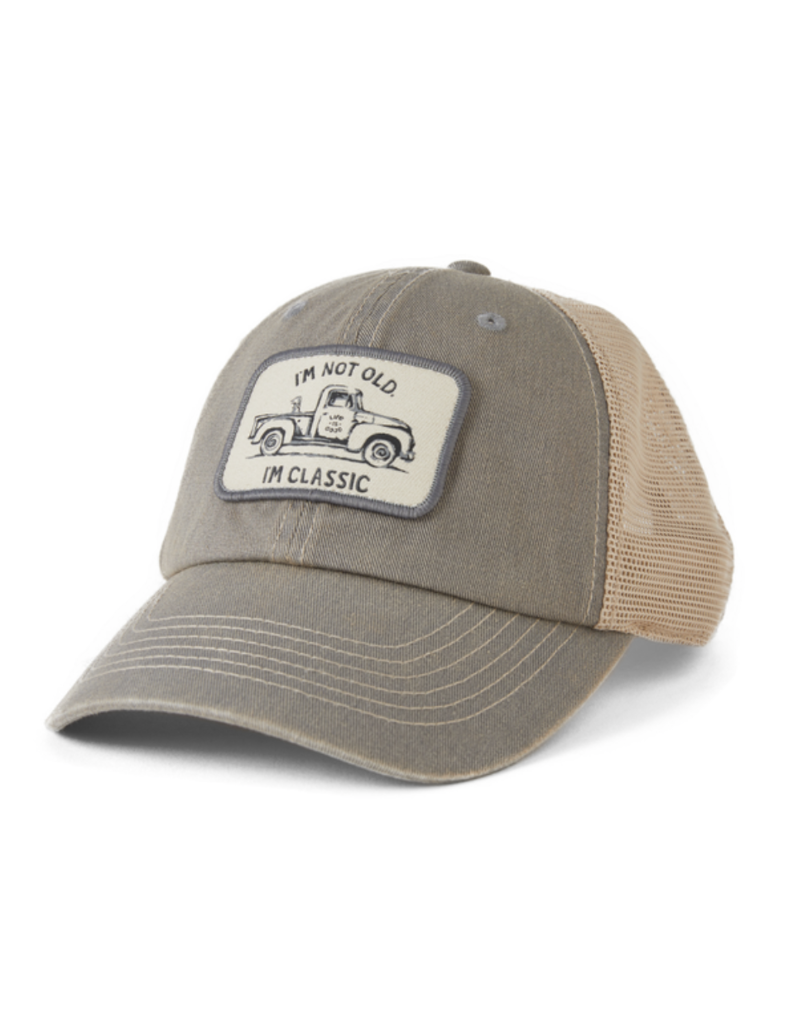 Life Is Good Adult Unisex Classic Pickup and Dog Old Favorite Mesh Back Cap - Slate Gray